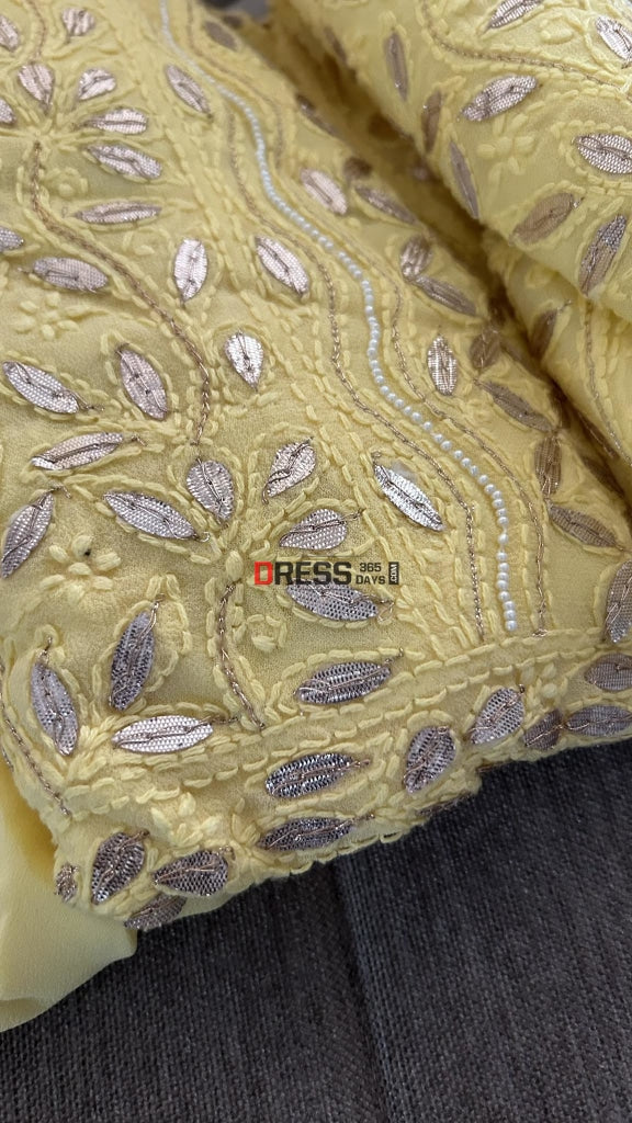 Yellow Pearl & Gota Patti Chikankari Suit Suits