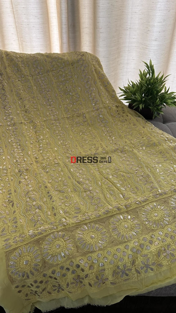 Yellow Pearl & Gota Patti Chikankari Suit Suits