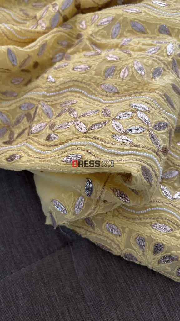 Yellow Pearl & Gota Patti Chikankari Suit Suits