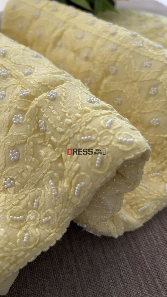 Yellow Pearl Lucknow Chikankari Suit (Kurta & Dupatta) Suits