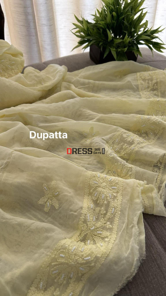 Yellow Pearl Lucknowi Chikankari Suit Suits