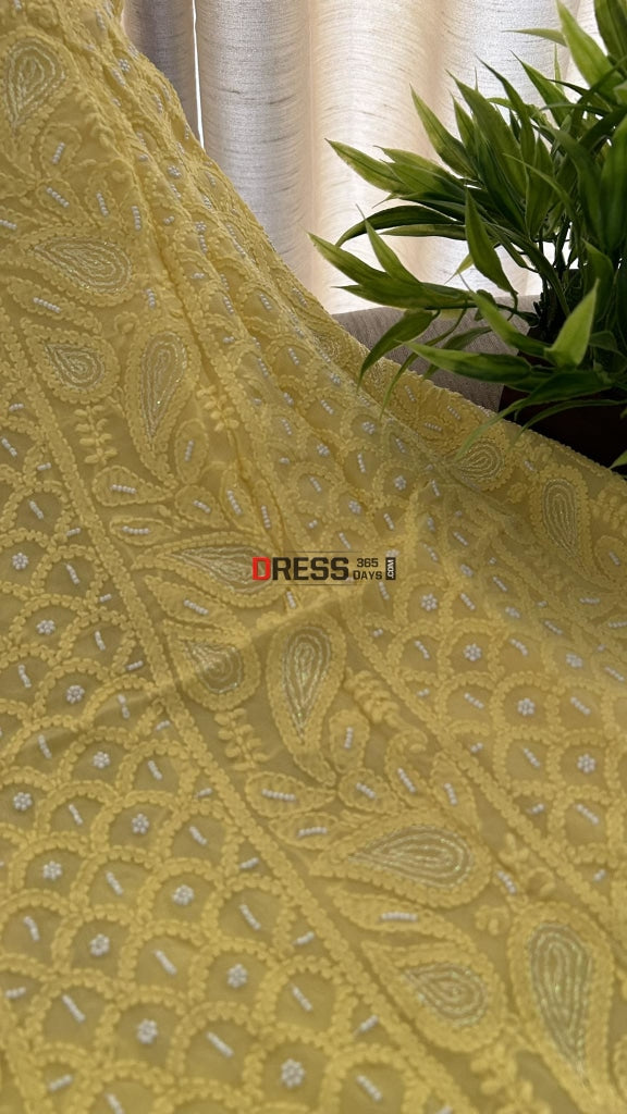 Yellow Pearl Lucknowi Chikankari Suit Suits