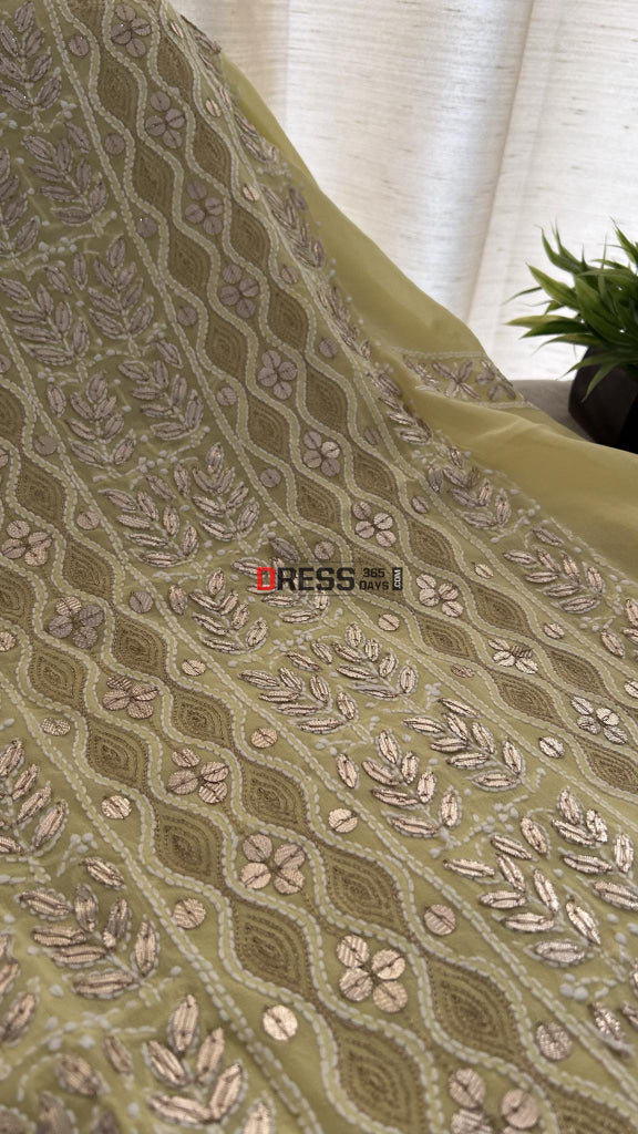 Yellow Pure Georgette Gota Patti Chikankari Suit Suits