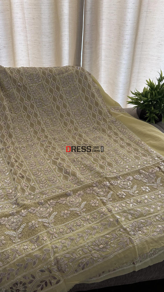 Yellow Pure Georgette Gota Patti Chikankari Suit Suits