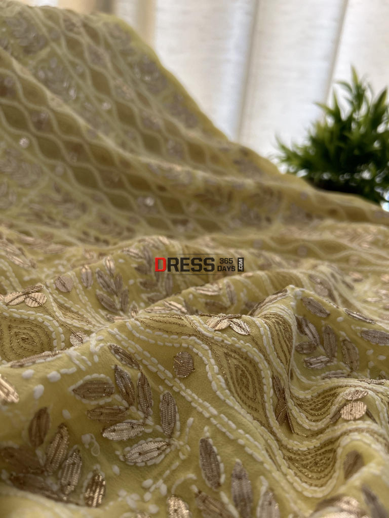 Yellow Pure Georgette Gota Patti Chikankari Suit Suits