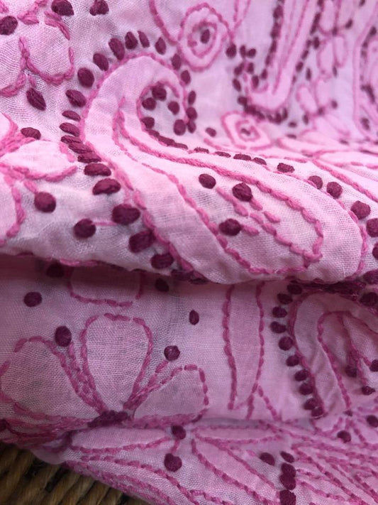 Pink Lucknowi Chikankari Kurti Fabric - Dress365days