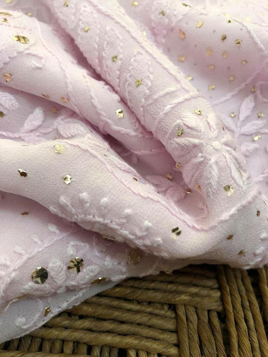 Powder Pink Chikankari Mukaish Suit - Dress365days