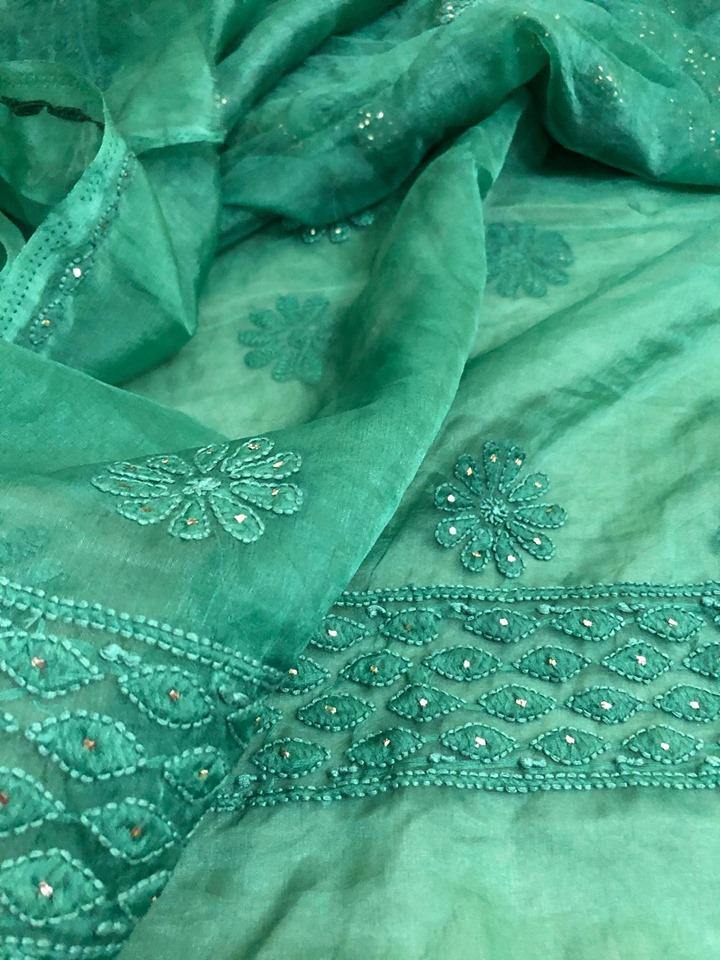 Organza Mukaish Chikankari Suit - Dress365days
