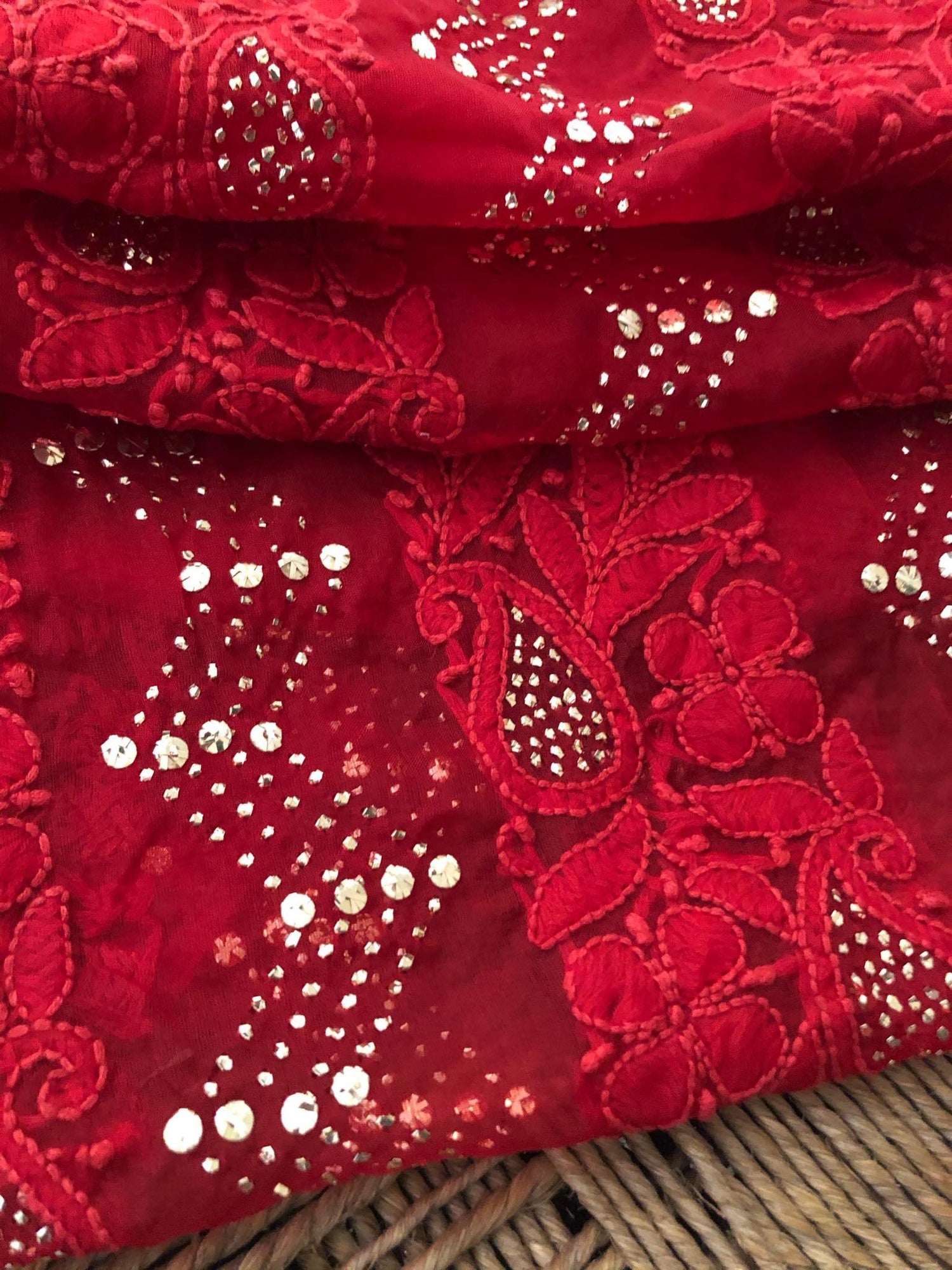 Organza Mukaish Chikankari Suit - Dress365days
