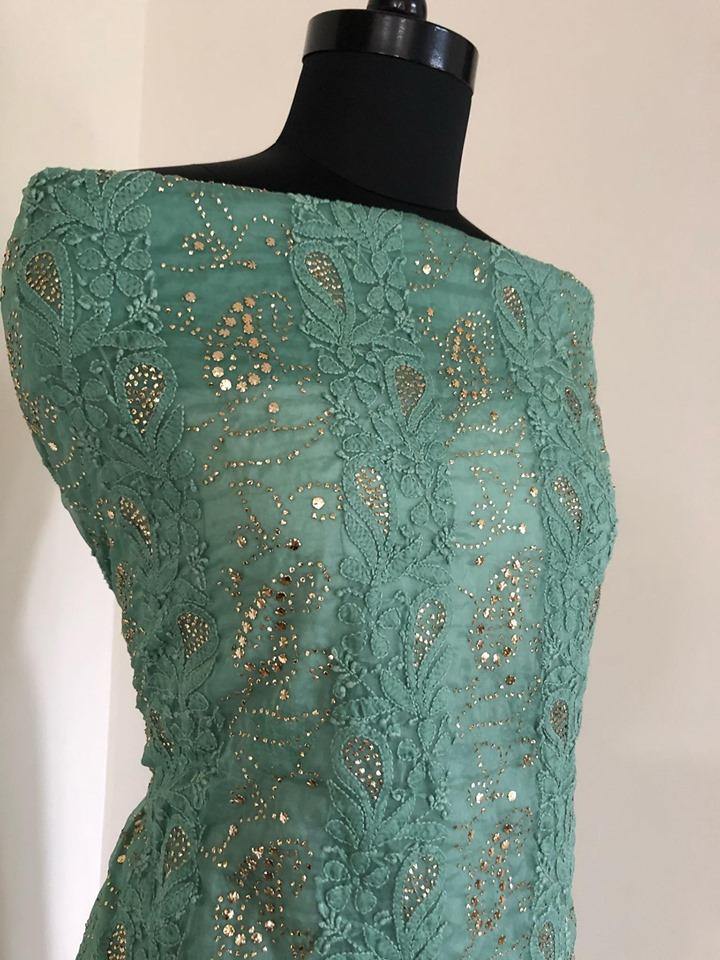 Organza  Mukaish Chikankari Suit - Dress365days
