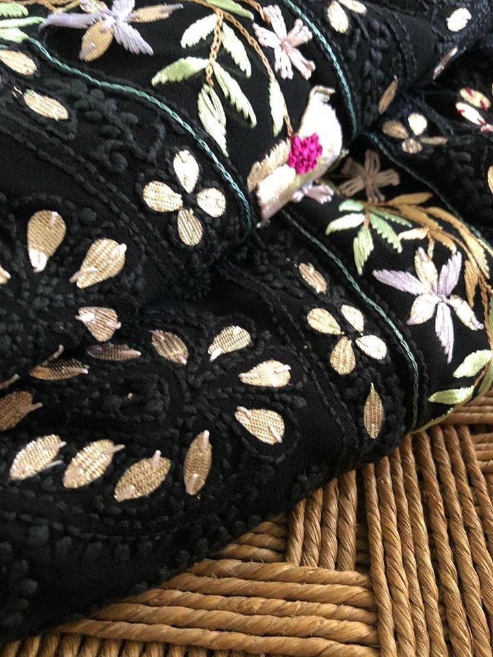 Black Parsi Ghara Chikankari Suit - Dress365days