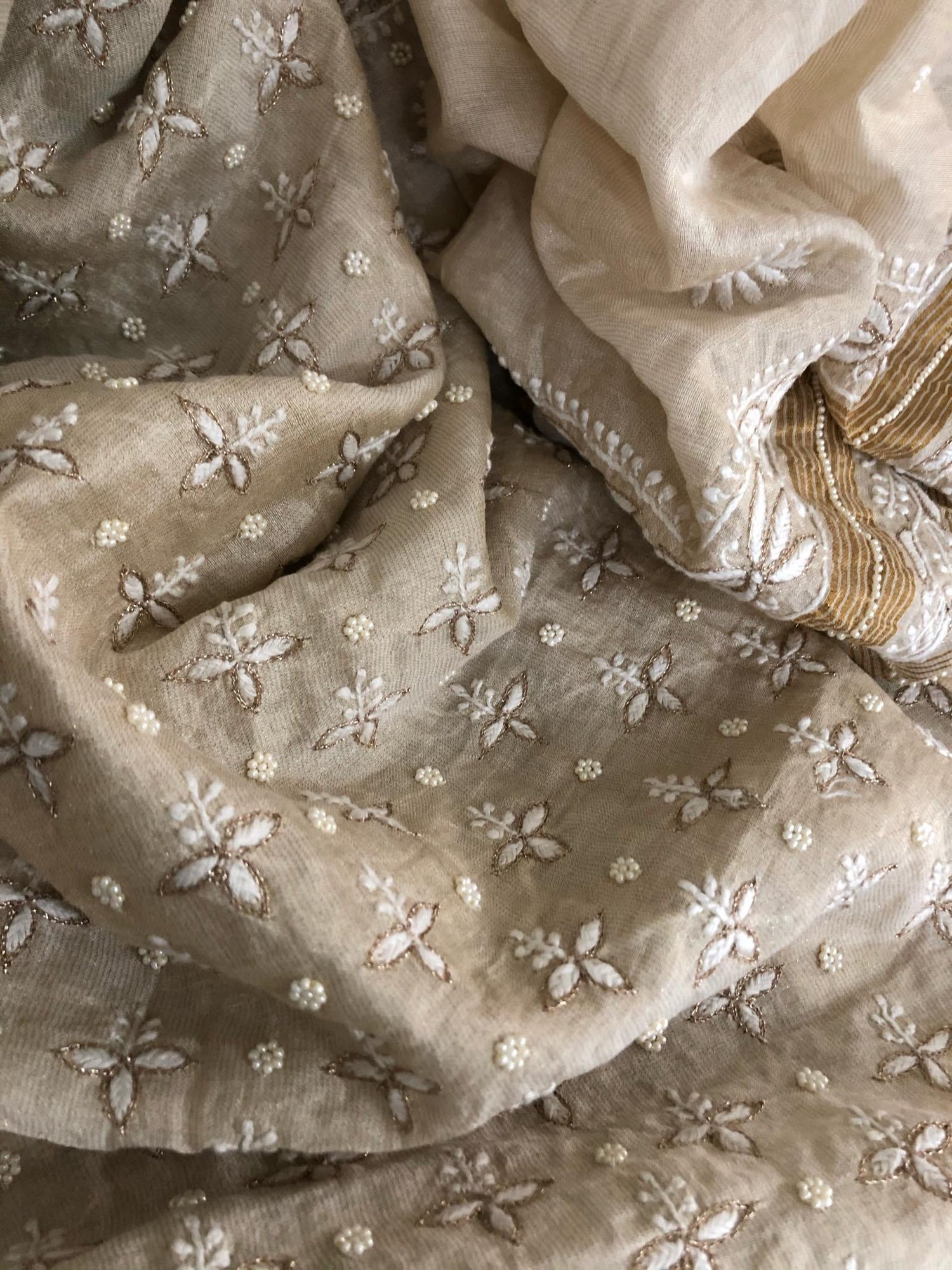 Tissue Chanderi Beads Chikankari Suit - Dress365days