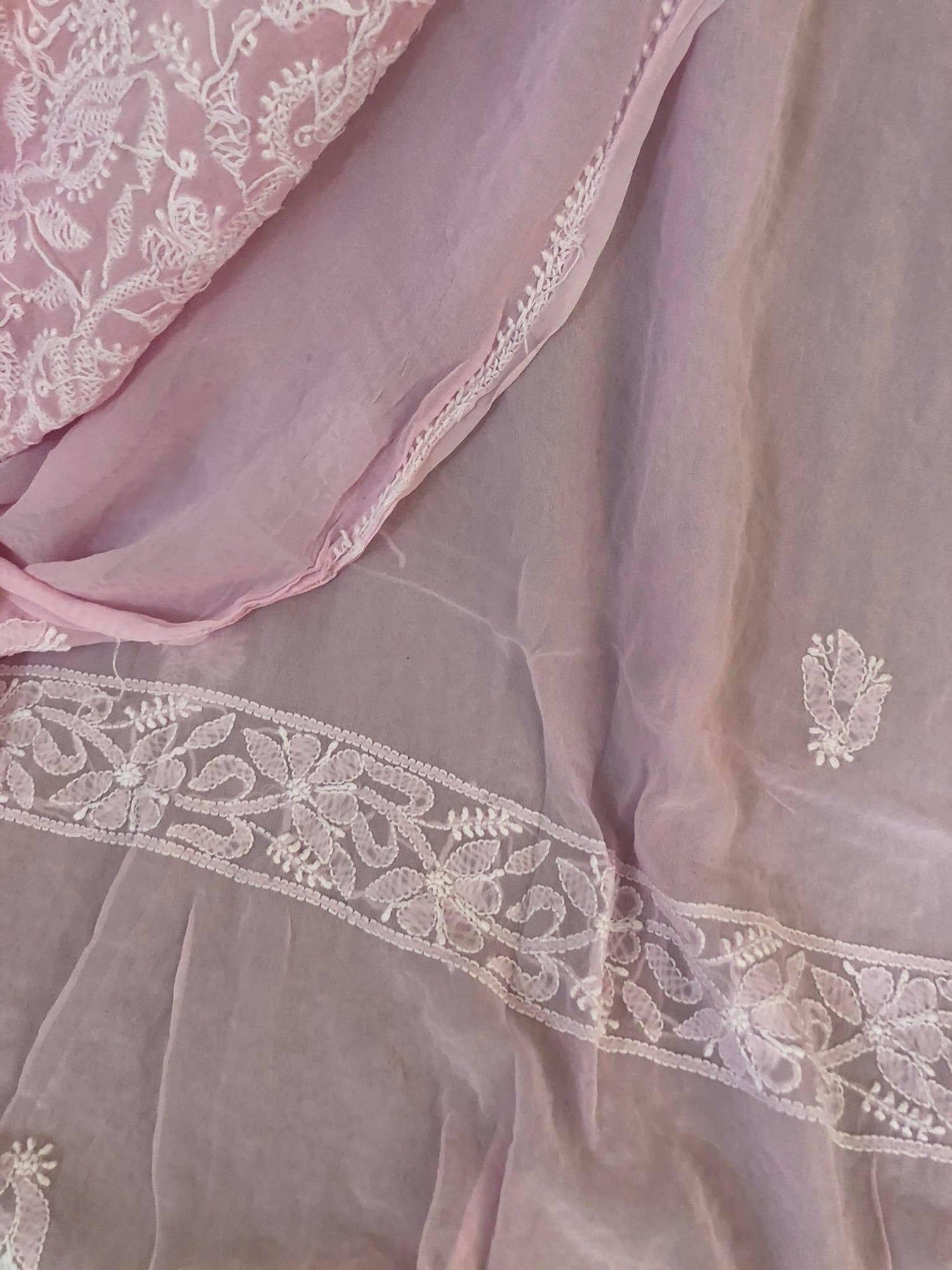 Powder Pink Lucknowi Chikankari Suit - Dress365days