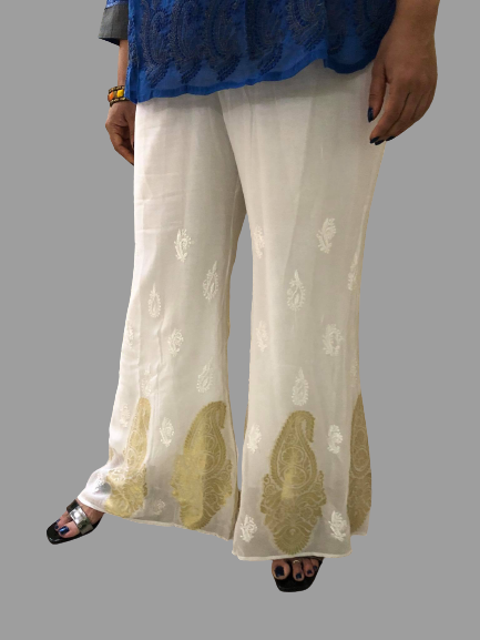 Georgette Lucknowi Chikankari Palazzo - Dress365days