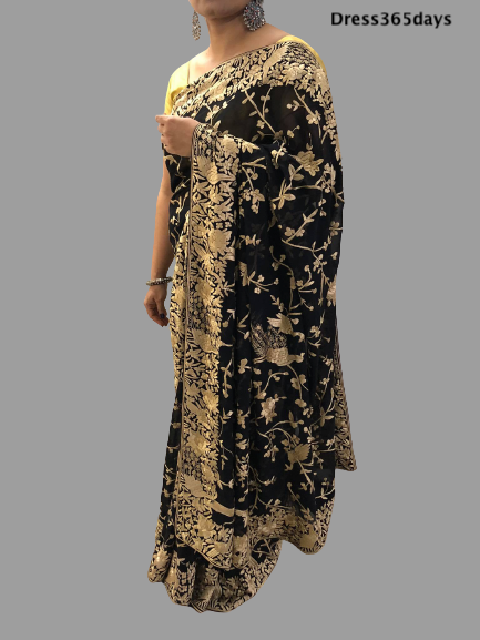 Black Parsi Gara Saree