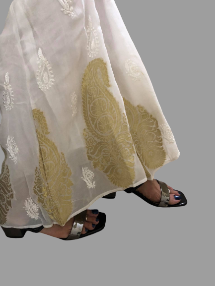 Georgette Lucknowi Chikankari Palazzo - Dress365days
