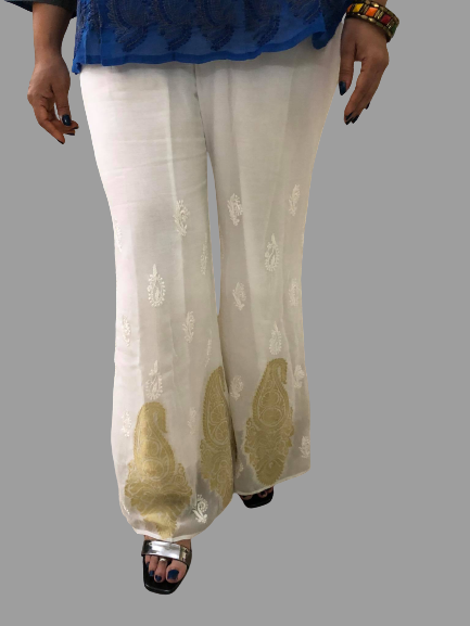 Georgette Lucknowi Chikankari Palazzo - Dress365days