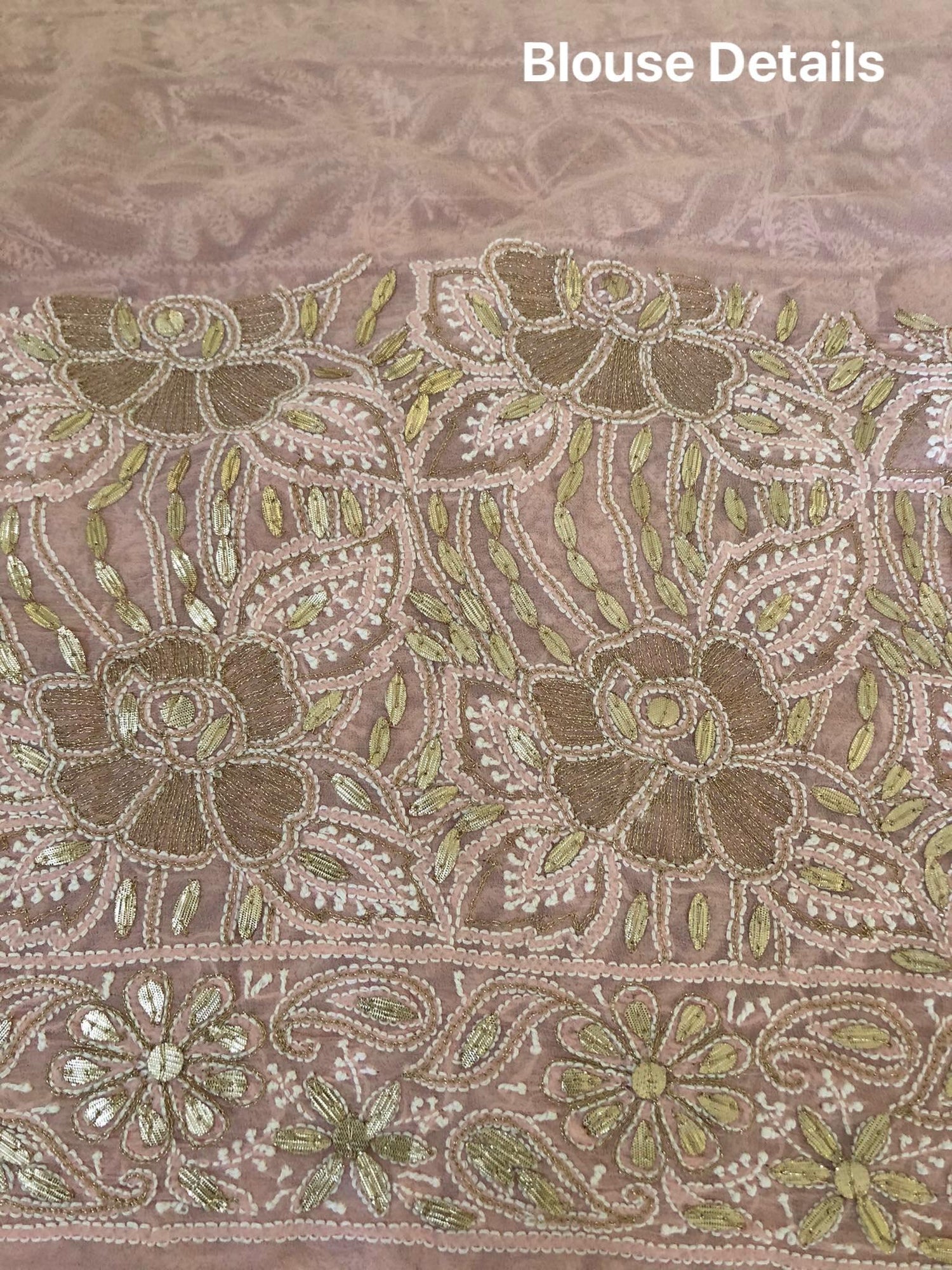 Light Peach Gota Patti Chikankari Saree - Dress365days