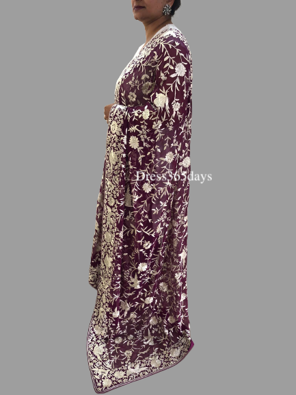 Purple Parsi Gara Dupatta
