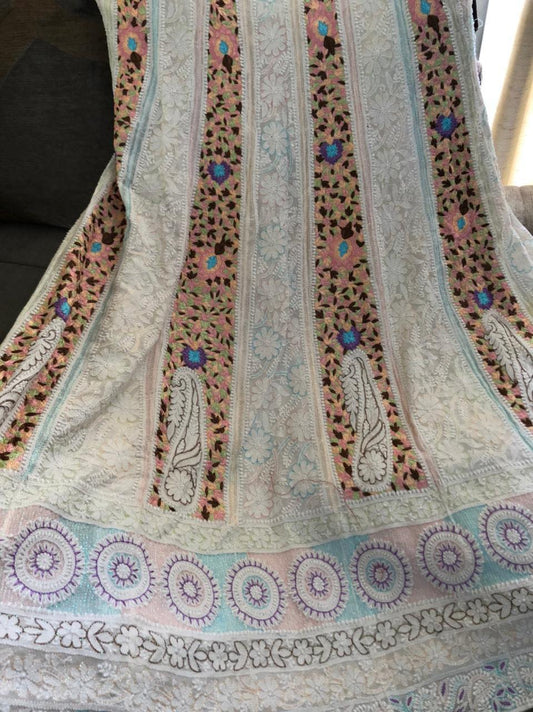 Parsi Gara and Chikankari Anarkali Suit