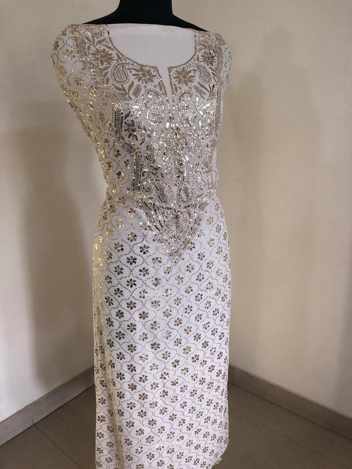 Ivory Hand Crafted Kamdani Suit