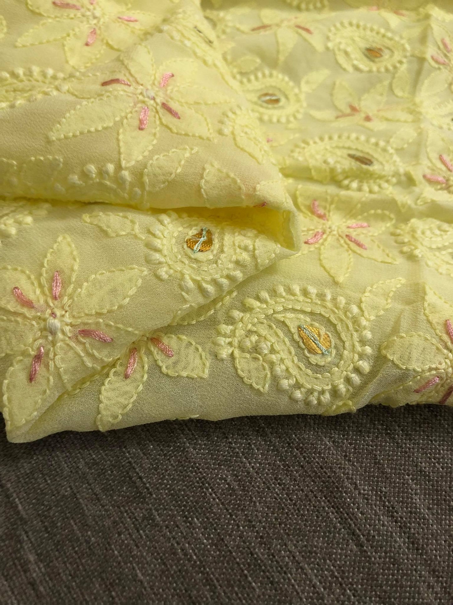Yellow Georgette Kurti Fabric