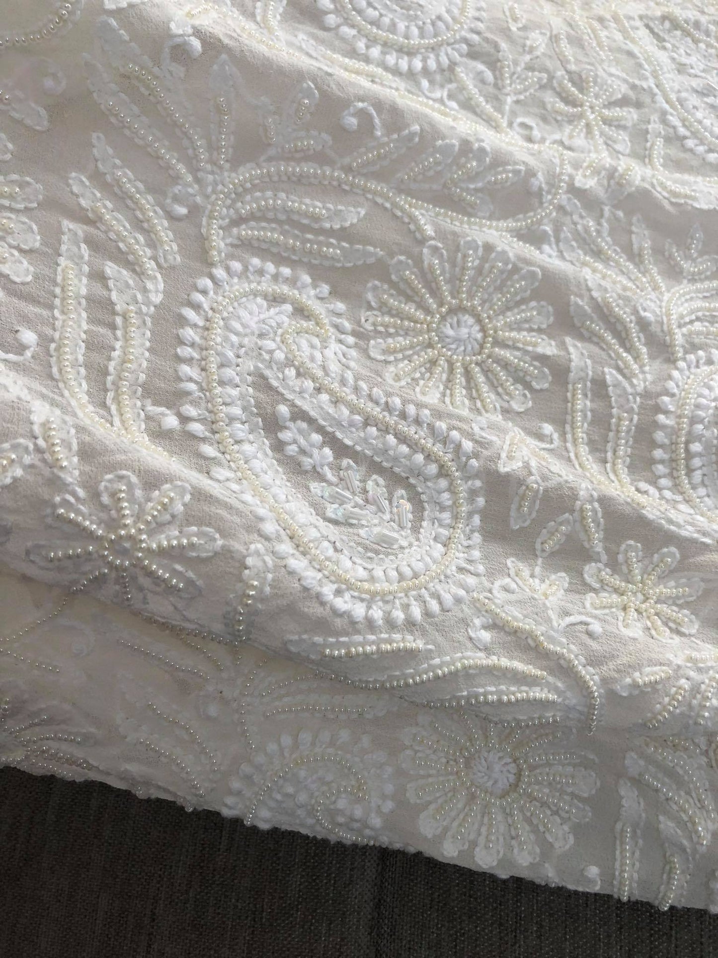 Ivory Pearl Work Lucknowi Suit