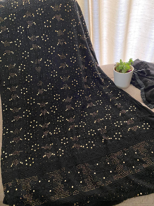 Black Mukaish Chikankari Kurta Dupatta