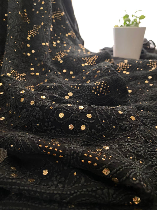 Black Mukaish Chikankari Kurta Dupatta