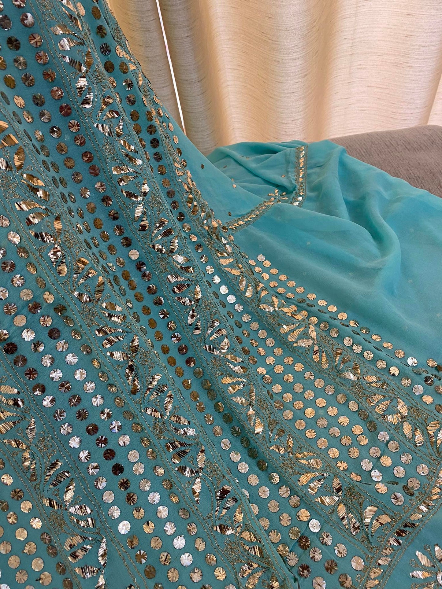 Blue Pure Georgette Kamdani Suit