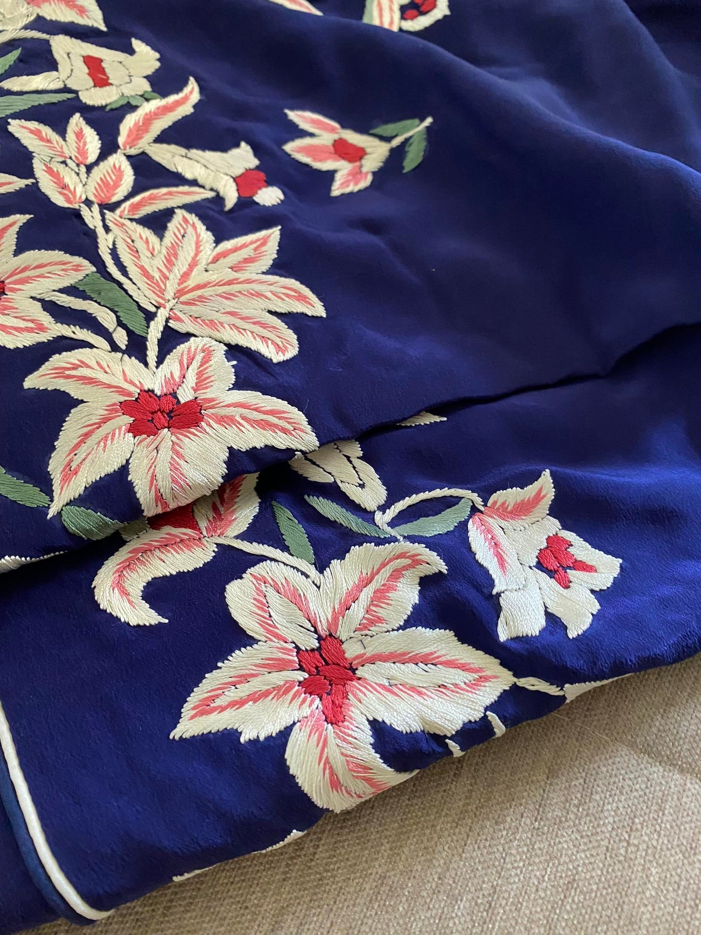 Pre Order Exclusive Navy Parsi Gara Crepe Silk Saree