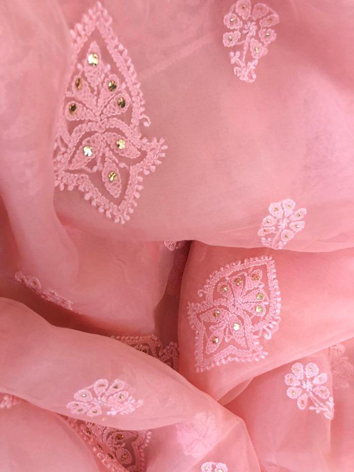 Fine Organza Chikankari Mukaish Suit - Dress365days