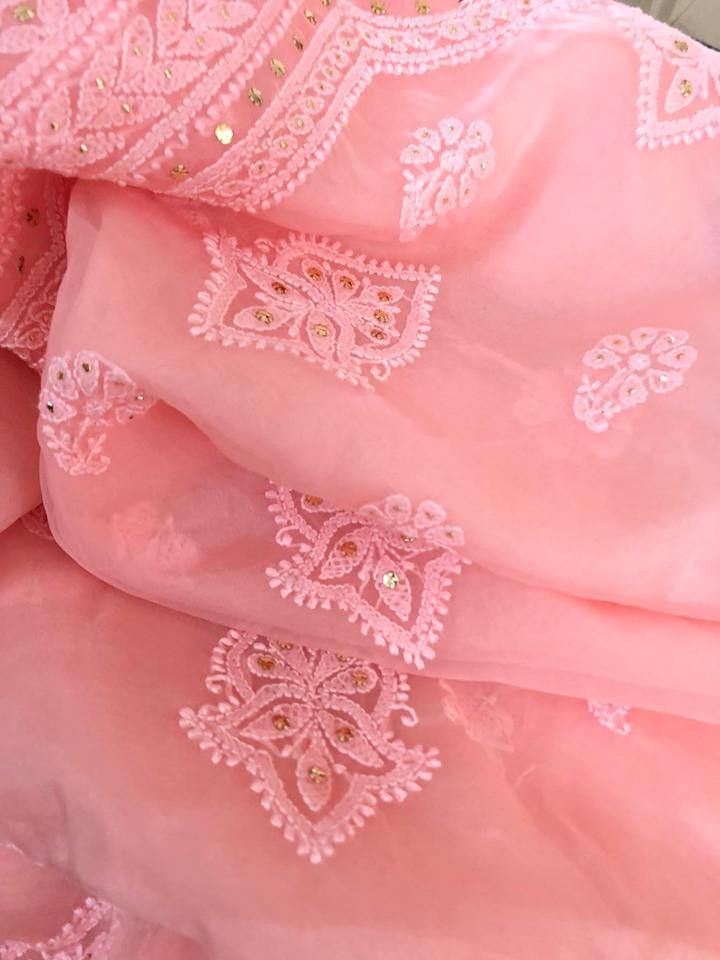 Fine Organza Chikankari Mukaish Suit - Dress365days
