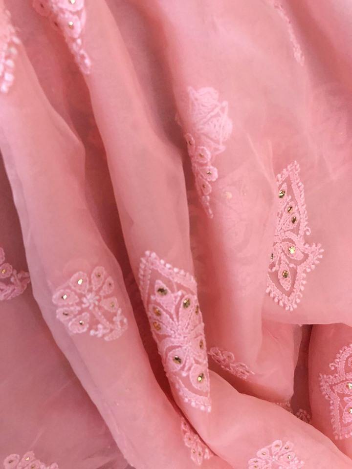 Fine Organza Chikankari Mukaish Suit - Dress365days