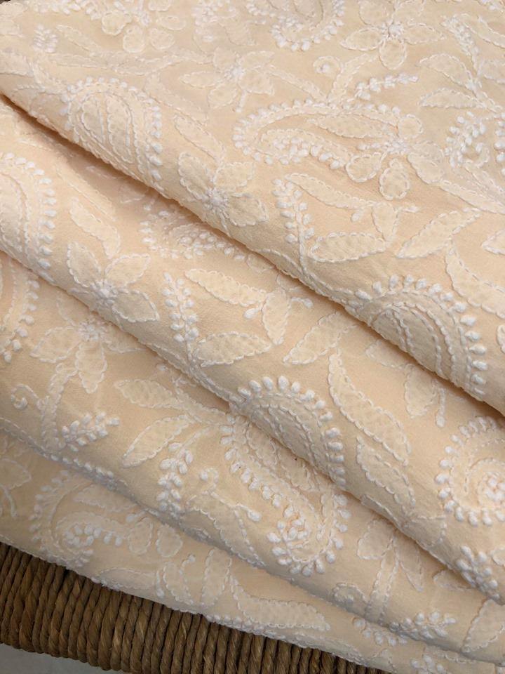 Beige Lucknow Chikankari Suit - Dress365days