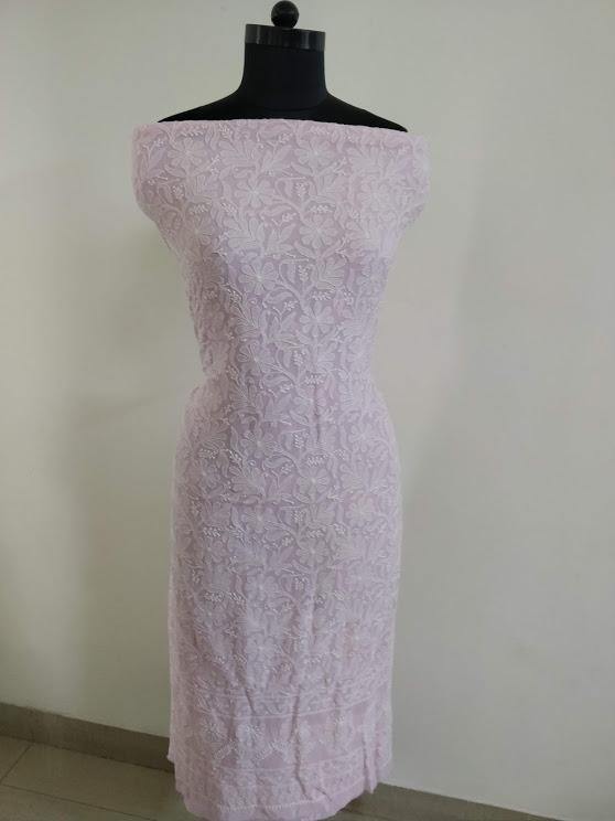 Powder Pink Lucknowi Chikankari Suit - Dress365days