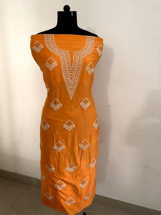 Chanderi Chikankari and Mukaish Work Suit - Dress365days