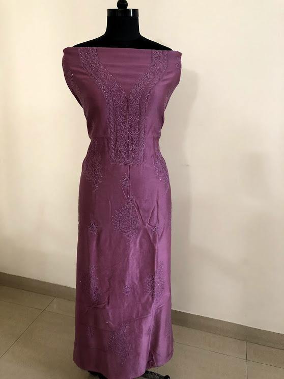 Fine Chanderi Chikankari and Mukaish Suit - Dress365days