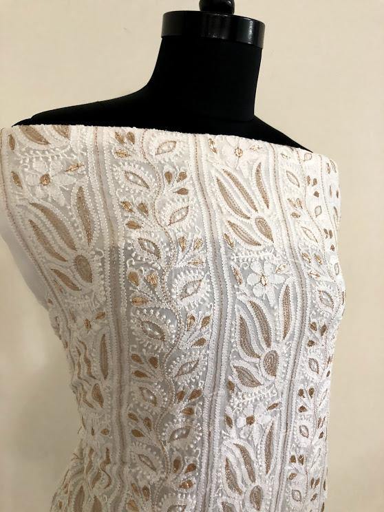 Chikankari and Gota Patti Viscose Georgette Kurti Fabric - Dress365days