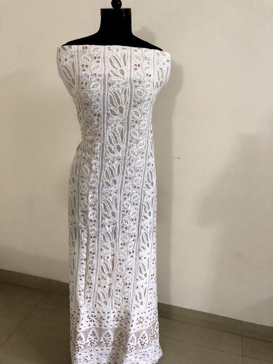 Chikankari and Gota Patti Viscose Georgette Kurti Fabric - Dress365days