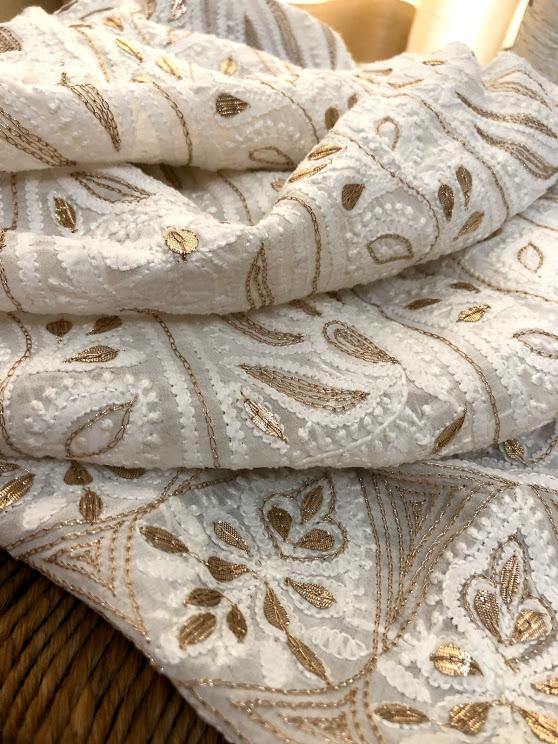 Chikankari and Gota Patti Viscose Georgette Kurti Fabric - Dress365days