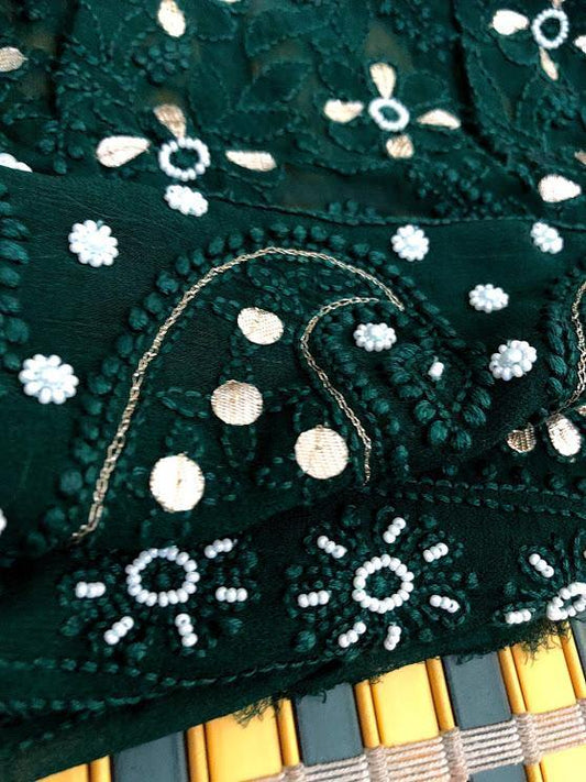 Beads and Gota Patti Lucknowi Chikankari Viscose Georgette Suit - Dress365days