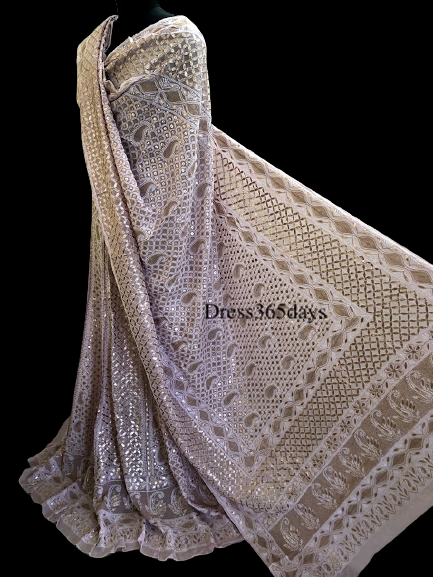 Lilac Gota Patti Chikankari Lehenga Set - Dress365days