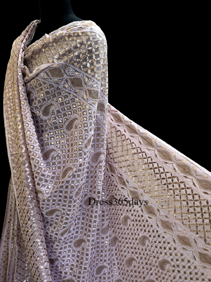 Lilac Gota Patti Chikankari Lehenga Set - Dress365days