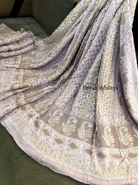 Lilac Gota Patti Chikankari Lehenga Set - Dress365days