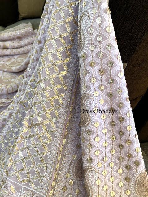 Lilac Gota Patti Chikankari Lehenga Set - Dress365days