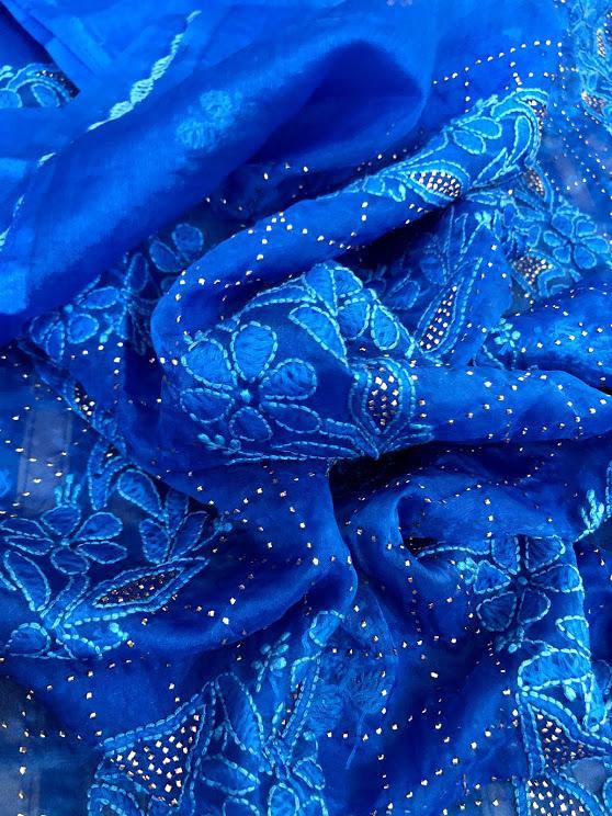 Organza Mukaish Chikankari Suit - Dress365days