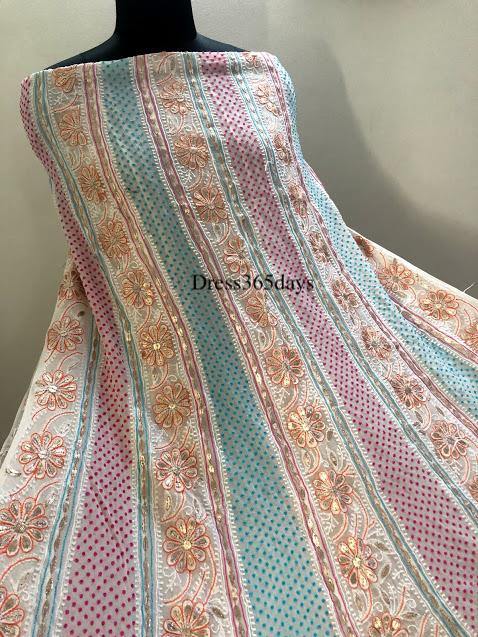 Multicolour Chikankari & Gota Patti Anarkali Suit - Dress365days
