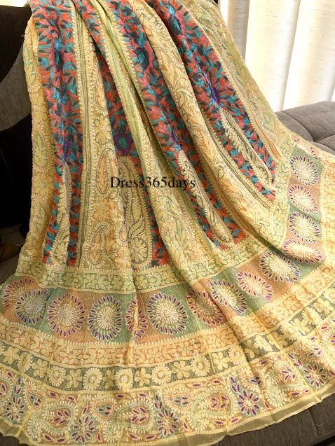 Multicolour Lucknowi Chikankari Anarkali Suit - Dress365days