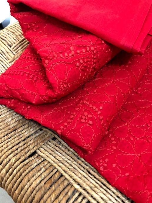 Cotton Chikankari Kurti Fabric - Dress365days